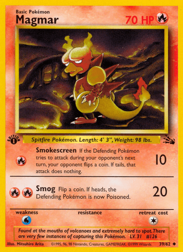 Magmar, card 39 from Fossil