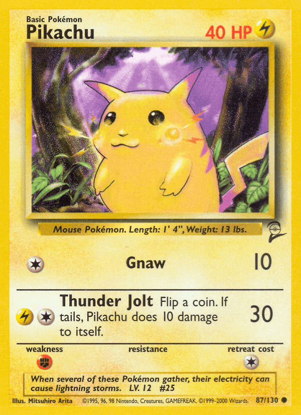 Pikachu, card 87 from Base Set 2