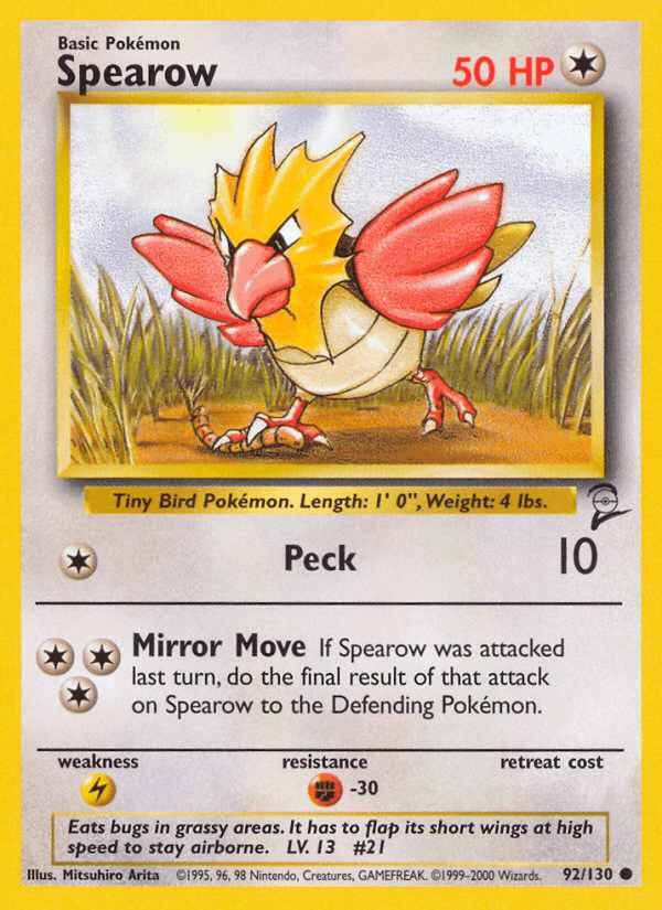 Spearow, card 92 from Base Set 2