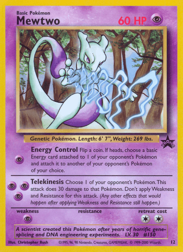 Mewtwo, card 12 from Wizards Black Star Promos