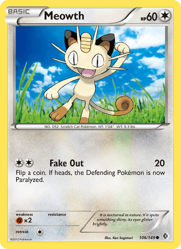 Meowth, card 106 from Boundaries Crossed