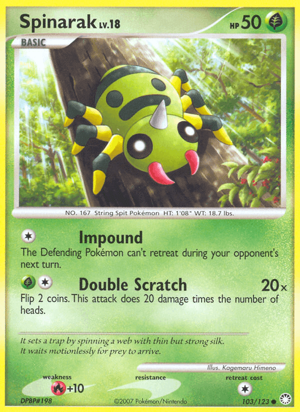 Spinarak, card 103 from Mysterious Treasures