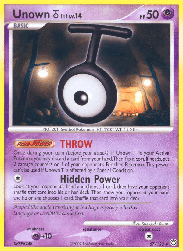 Unown T, carta 67 de Tesoros Misteriosos