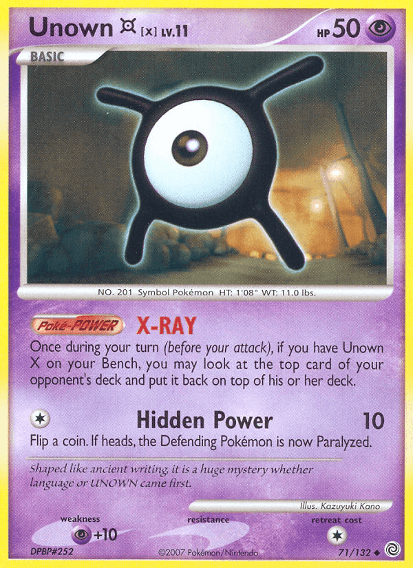 Unown X, carta 71 de Maravillas Secretas