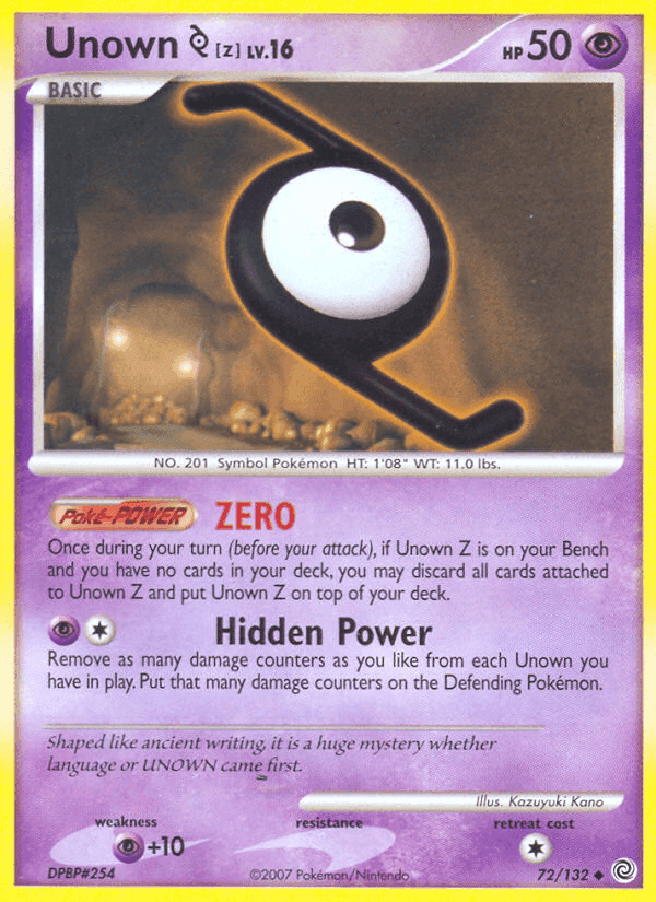 Unown Z, carta 72 de Maravillas Secretas