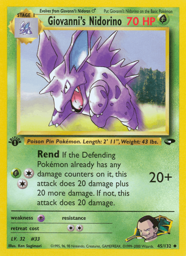 Giovanni's Nidorino, carta 45 de Gym Challenge