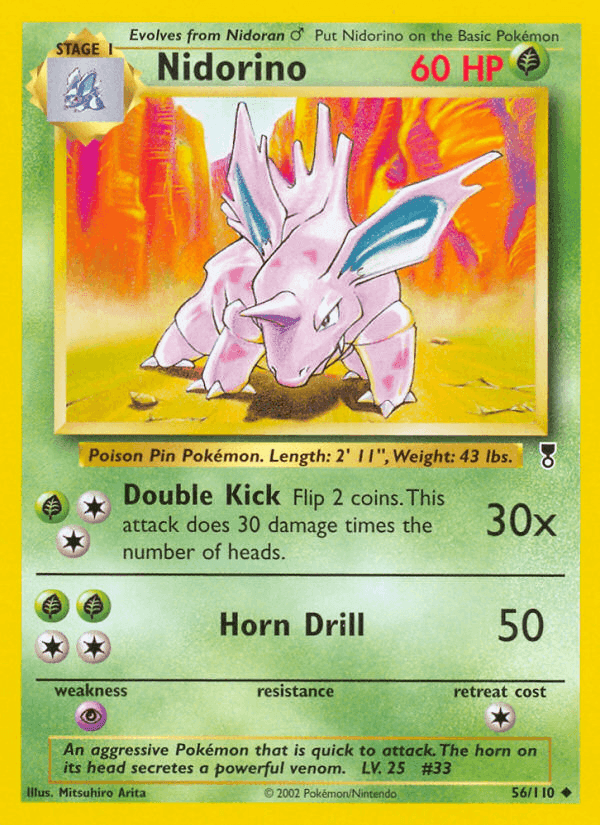 Nidorino, card 56 from Legendary Collection