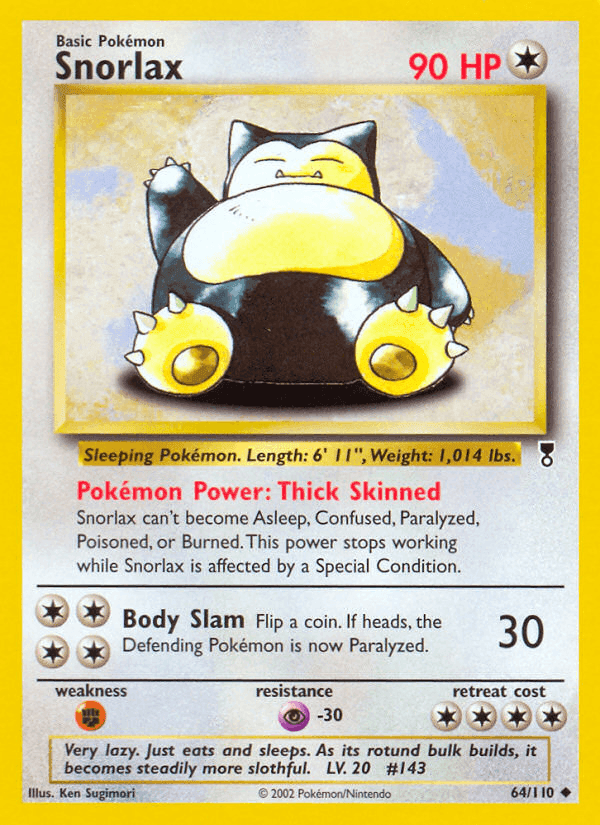 Snorlax, carta 64 de Legendary Collection