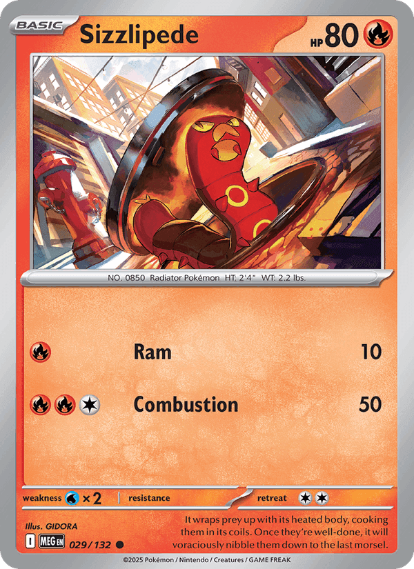 Sizzlipede, card 029 from Mega Evolution