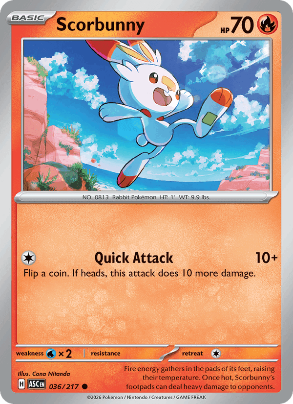 Ascended Heroes の 036 番、Scorbunny