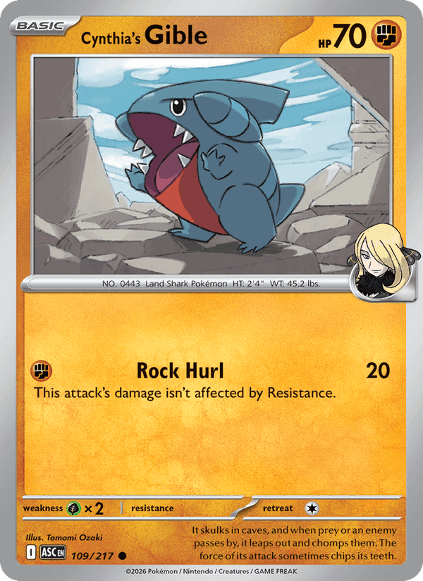 Cynthia's Gible, carte 109 de Ascended Heroes