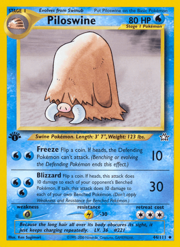Piloswine, carta 44 di Neo Genesis