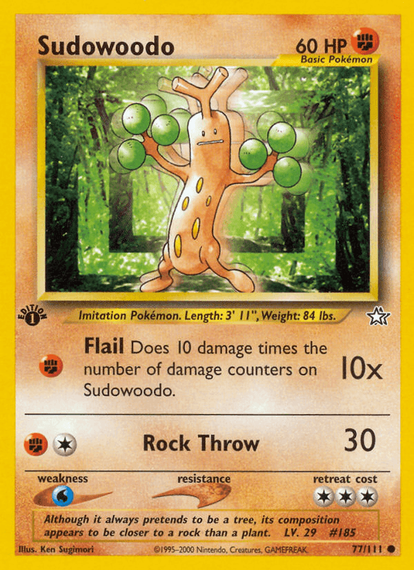 Sudowoodo, card 77 from Neo Genesis