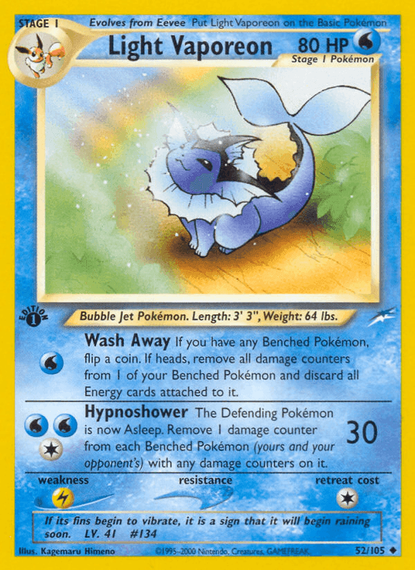 Light Vaporeon, carte 52 de Neo Destiny