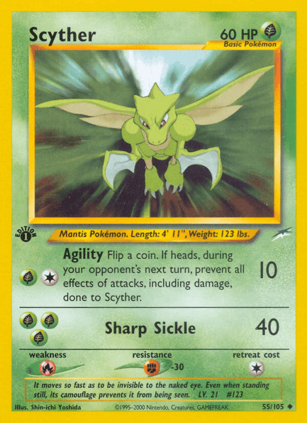 Scyther, carta 55 di Neo Destiny