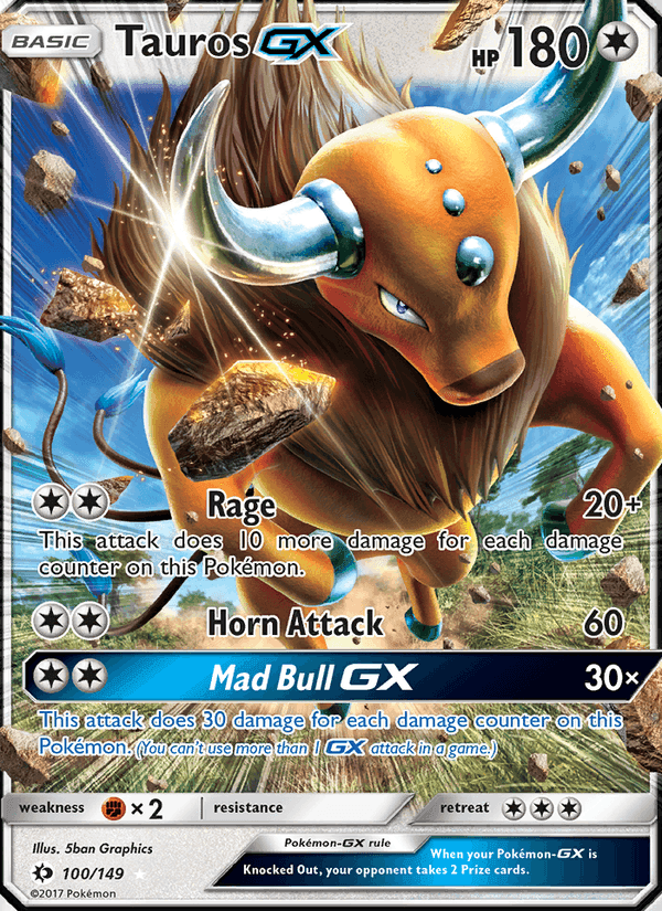 Tauros GX, card 100 from Sun & Moon