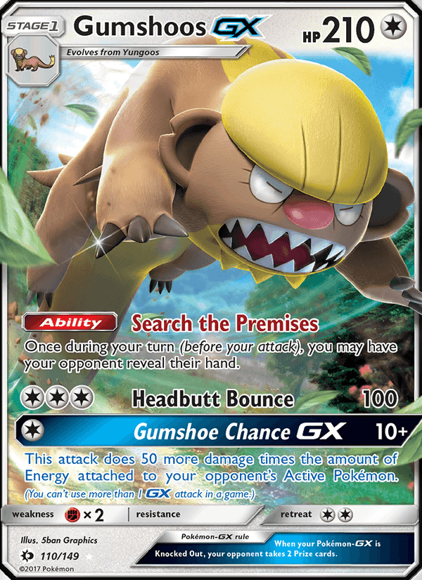 Gumshoos GX, card 110 from Sun & Moon