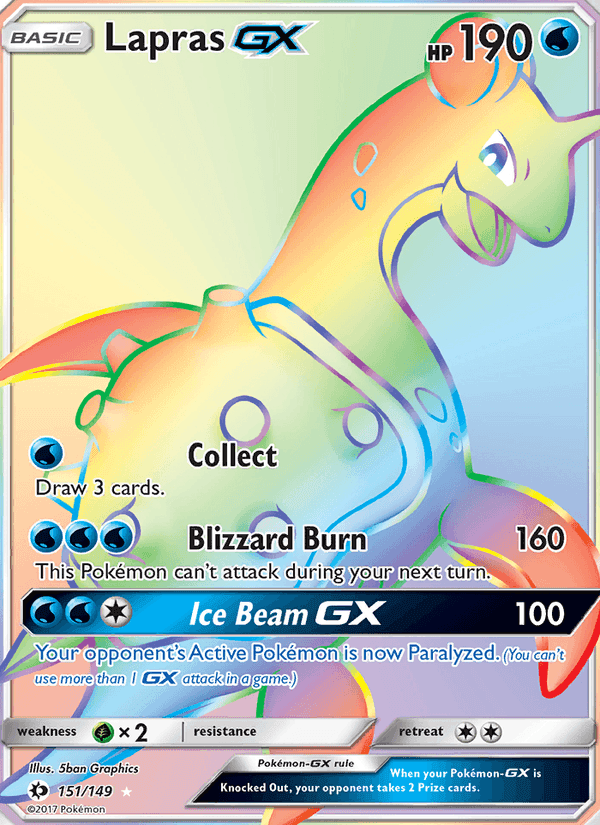 Lapras GX, card 151 from Sun & Moon