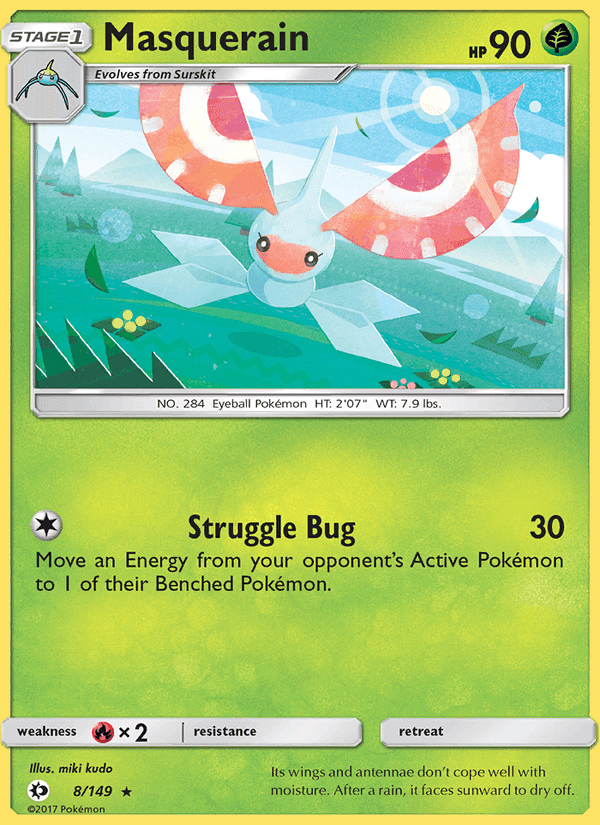 Masquerain, card 8 from Sun & Moon
