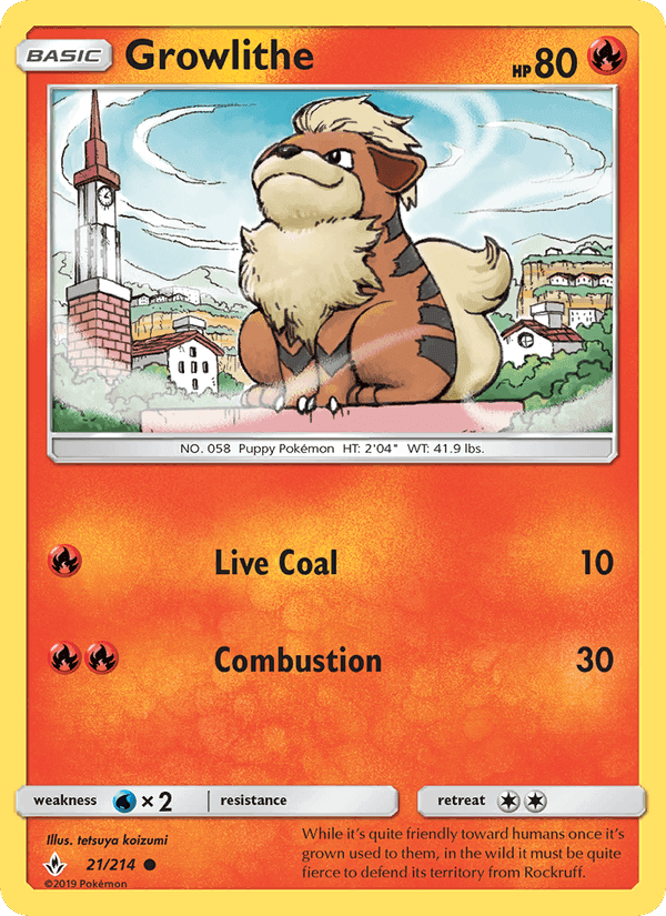 Growlithe, card 21 from Unbroken Bonds