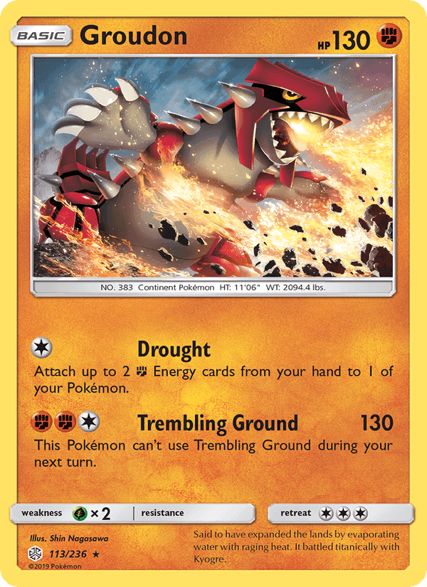 Groudon, card 113 from Cosmic Eclipse