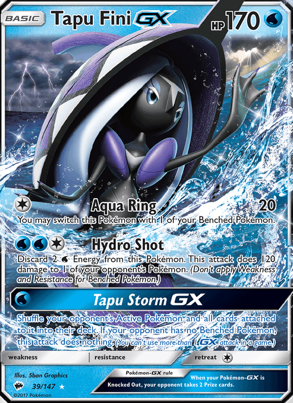 Tapu Fini GX, card 39 from Burning Shadows