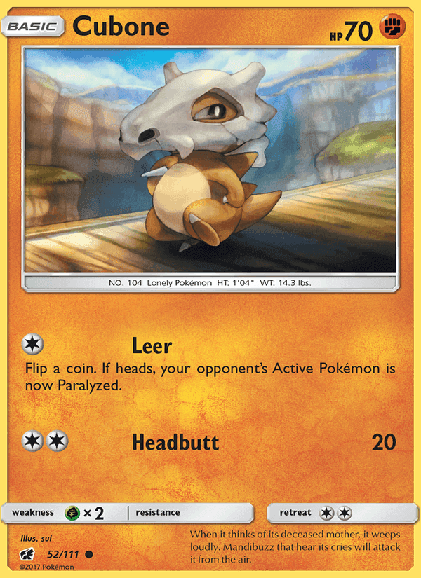 Cubone, carta 52 di Crimson Invasion