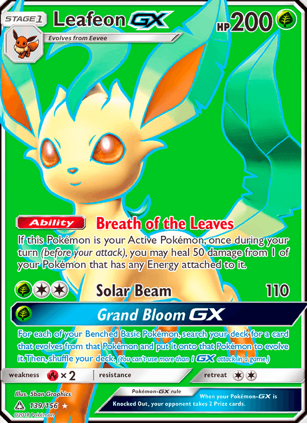 Leafeon GX, card 139 from Ultra Prism