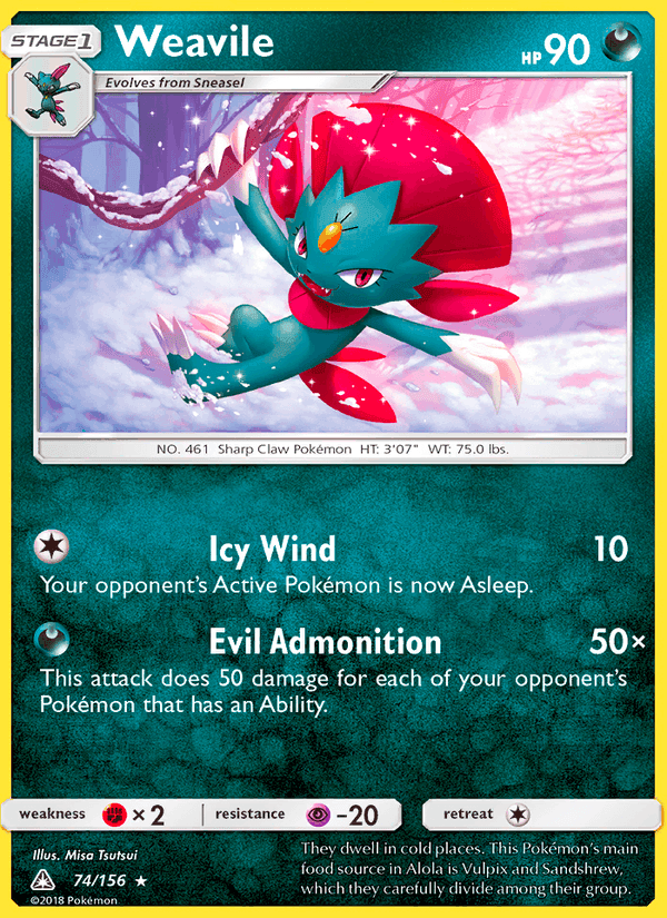 Weavile, card 74 from Ultra Prism