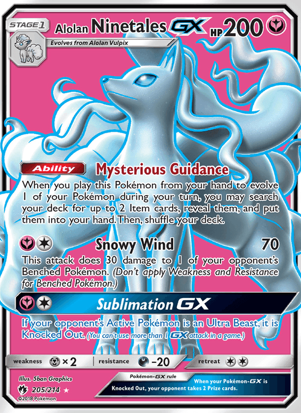 Alolan Ninetales GX, card 205 from Lost Thunder