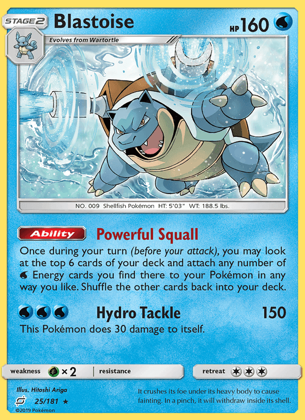 Blastoise, carta 25 di Team Up