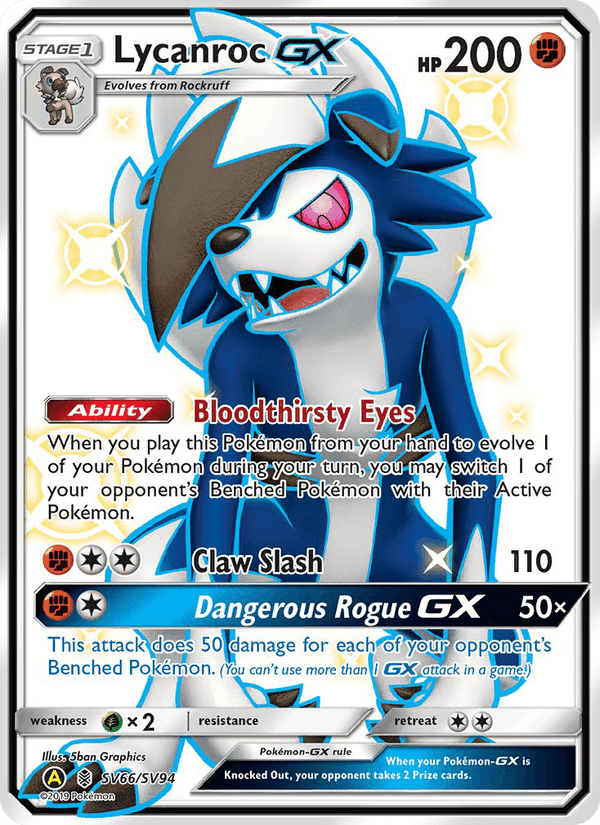 Lycanroc-GX, card SV66 from Hidden Fates