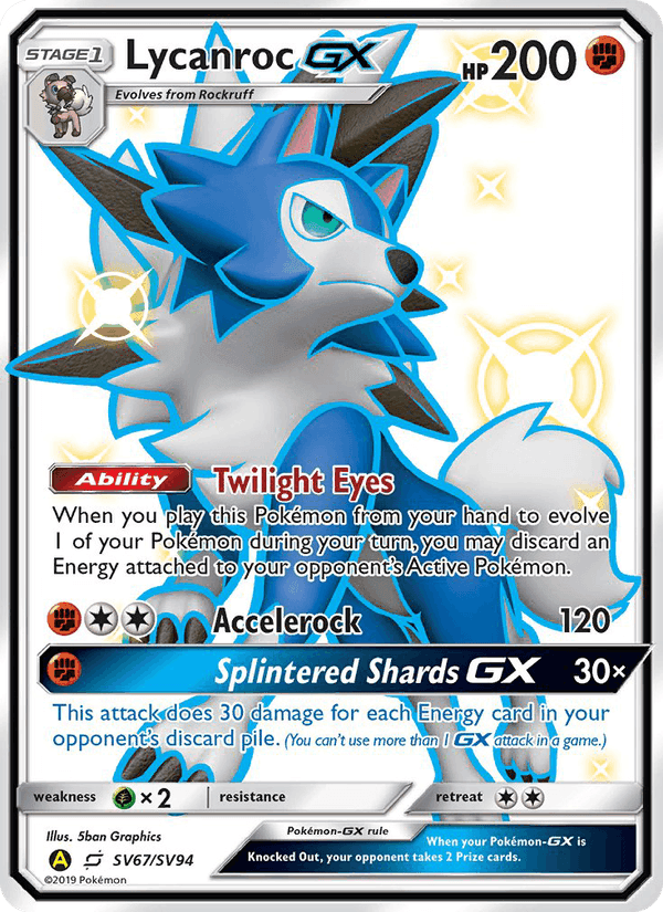 Lycanroc-GX, card SV67 from Hidden Fates