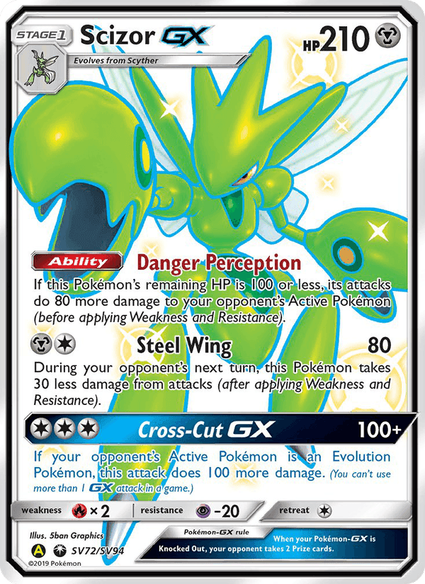 Scizor-GX, card SV72 from Hidden Fates