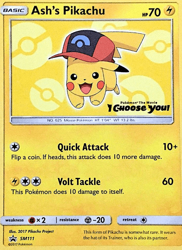 Ash's Pikachu, carta SM111 de Sol e Lua Promos