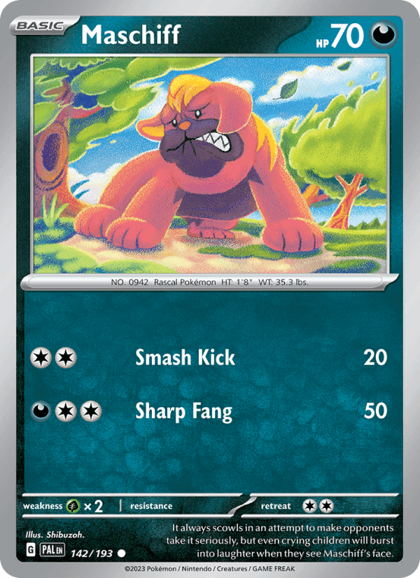 Maschiff, card 142 from Paldea Evolved