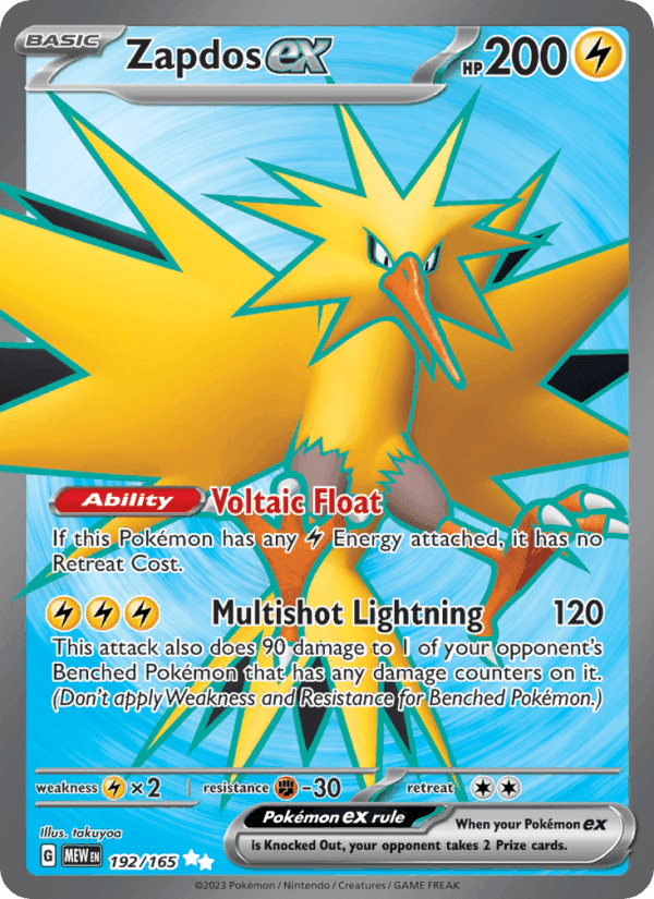 Zapdos ex, carta 192 di 151