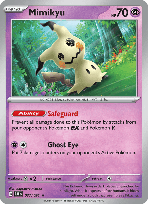 Mimikyu, card 037 from Paldean Fates