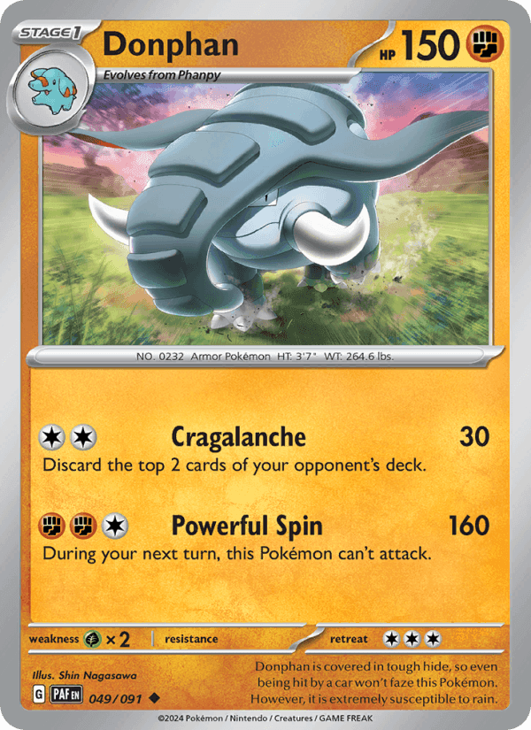 Donphan, card 049 from Paldean Fates