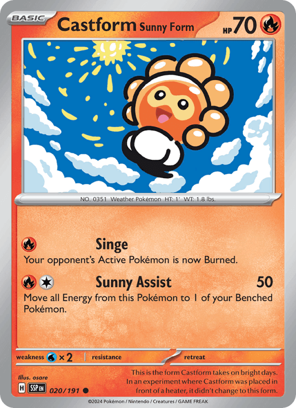 Castform Sunny Form, card 020 from Surging Sparks
