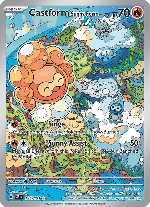 Castform Sunny Form, card 195 from Surging Sparks