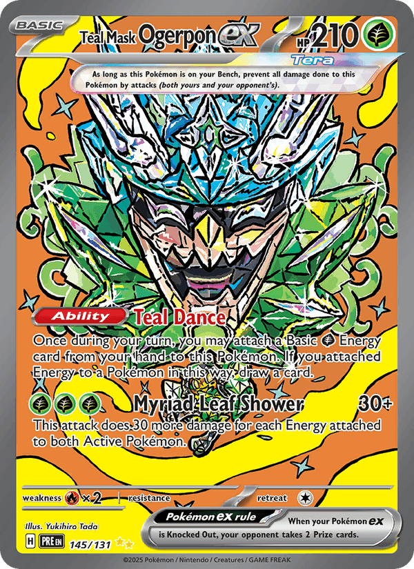 Prismatic Evolutions の 145 番、Teal Mask Ogerpon ex