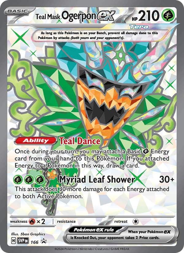 Teal Mask Ogerpon ex, card 166 from SVP Black Star Promos