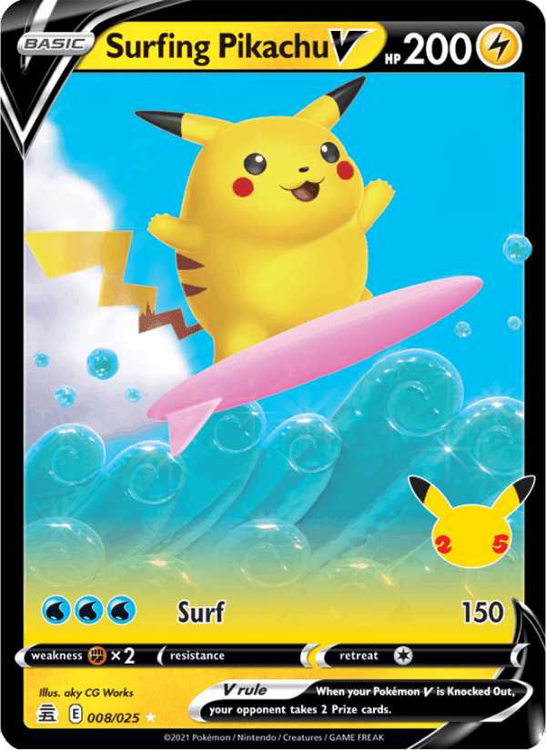 Celebrations の 8 番、Surfing Pikachu V