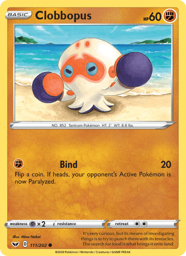 Clobbopus, card 111 from Sword & Shield
