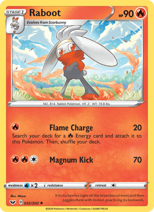 Raboot, card 32 from Sword & Shield