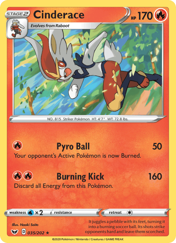 Cinderace, card 35 from Sword & Shield