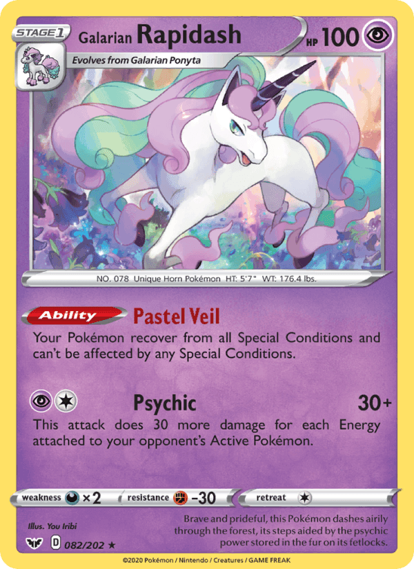 Galarian Rapidash, card 82 from Sword & Shield