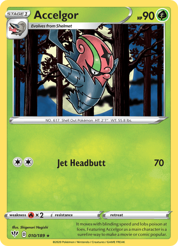 Accelgor, card 10 from Darkness Ablaze