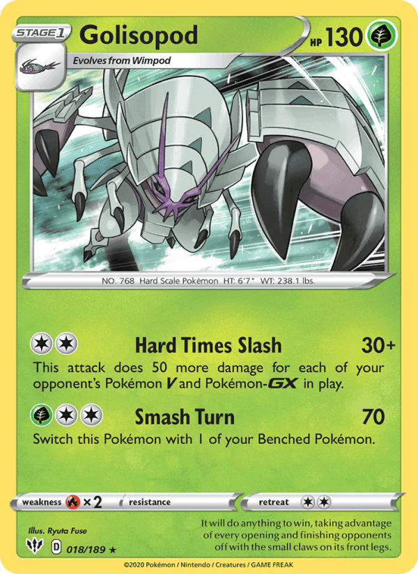 Golisopod, card 18 from Darkness Ablaze